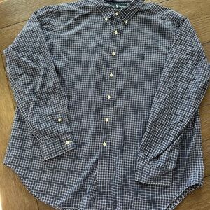 Ralph Lauren Navy Checkered Button Down Shirt